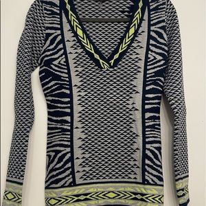 Hale Bob Anthropologie V Neck  Sweater in Navy Multicolored  Sweater Size S